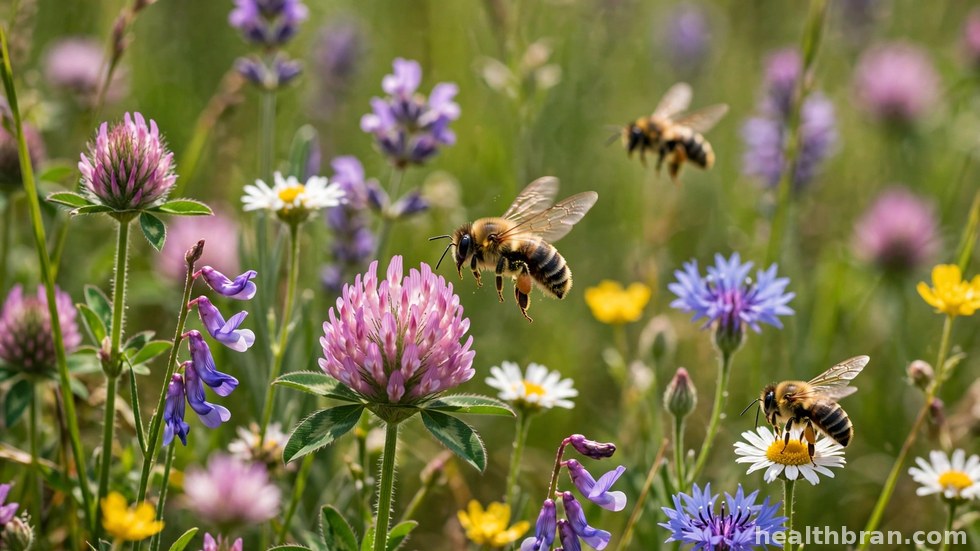 Een vlinder rust op een bloem in een bloemrijk natuurgebied.