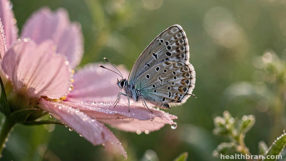 Een vlinder rust op een bloem in een bloemrijk natuurgebied.