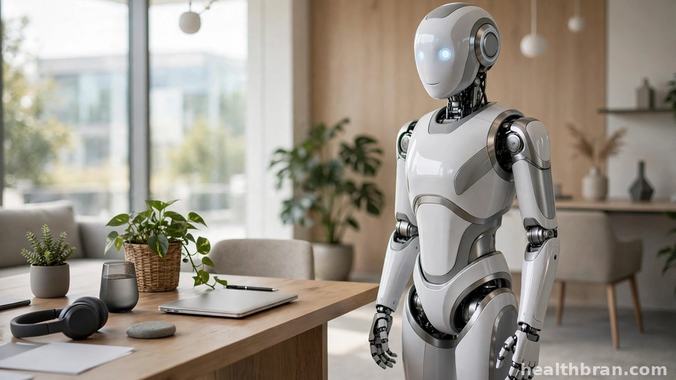 Een robotarm die samenwerkt met een medewerker in een moderne fabriek.